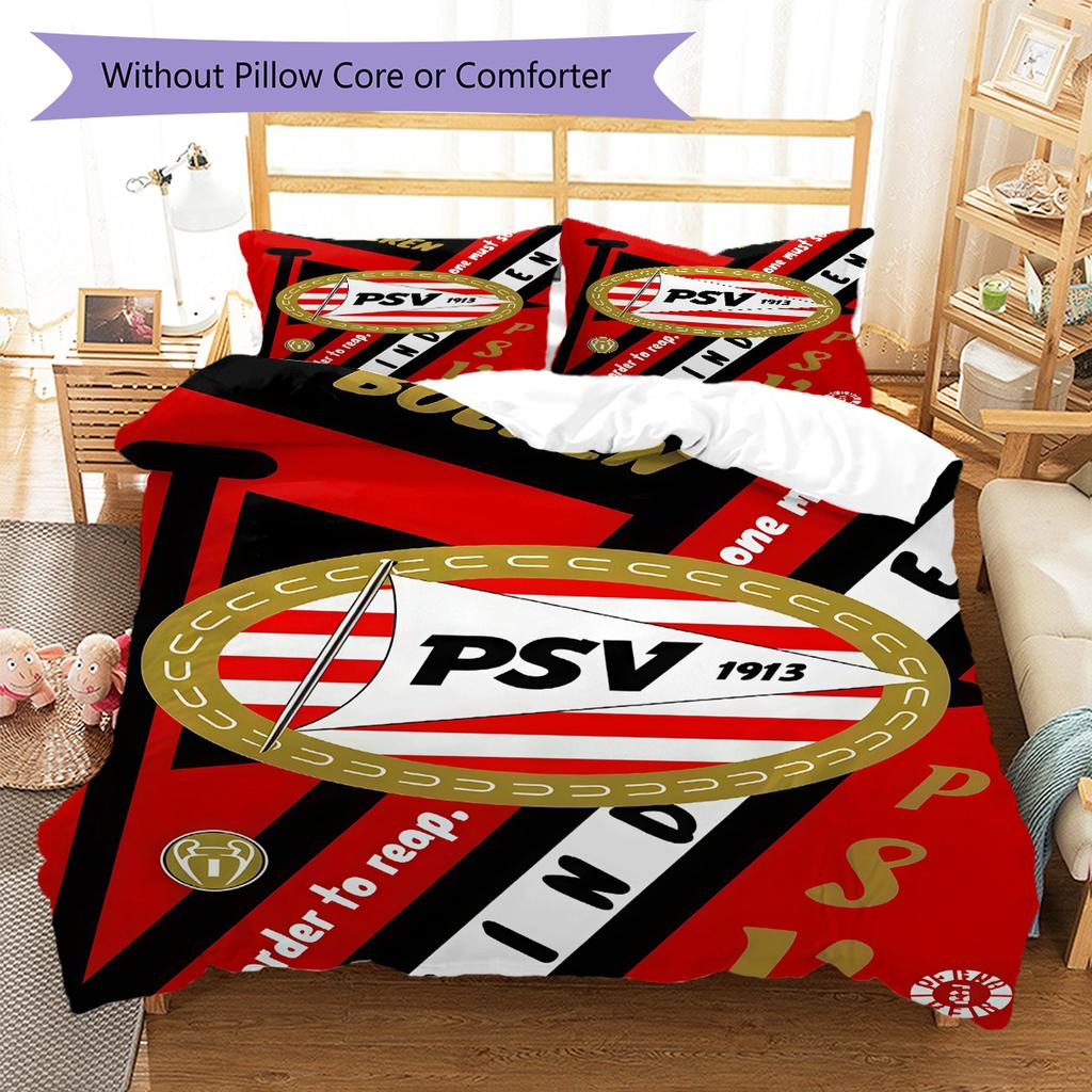 PSV Eindhoven Pattern Bedding Quilt Set Quilt Cover Pillowcase Home Decoration Birthday Gift (1 * duvet cover + 2 * pillowcase, without core)