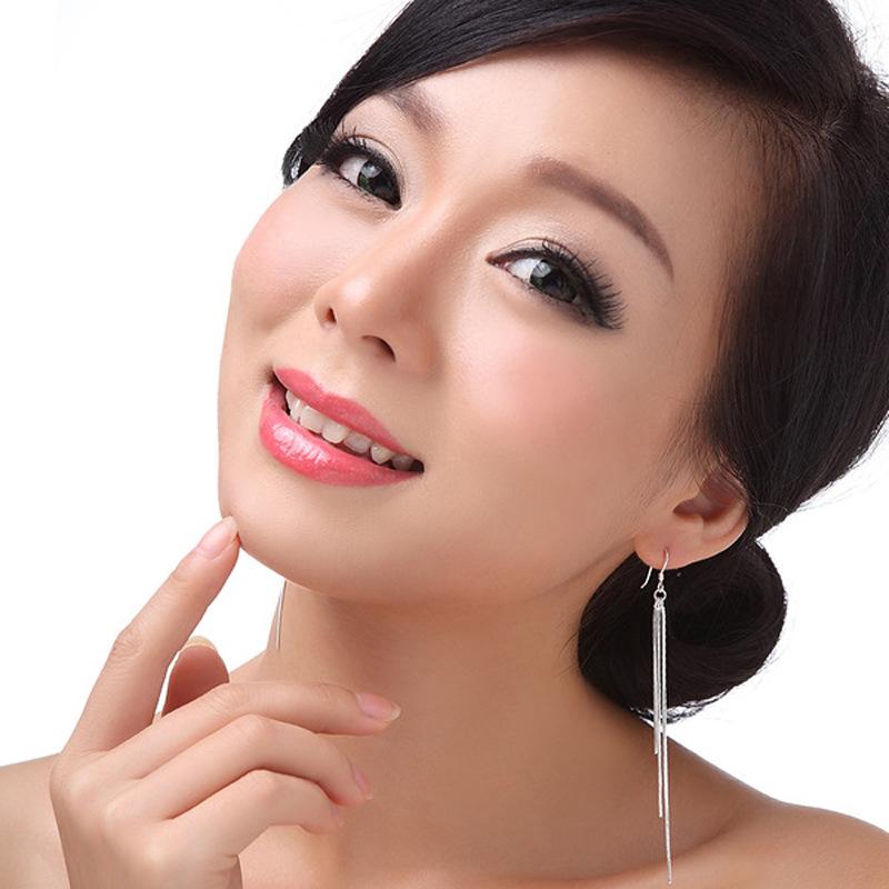 Korean Fashion Temperament Earrings New Three-Line Exaggerated Fringed Earrings Women'S Love Jewelry Gift Premium