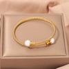 Popular, Personalized Trend, Retro Stainless Steel Winding Geometric , Pearl Steel Wire 