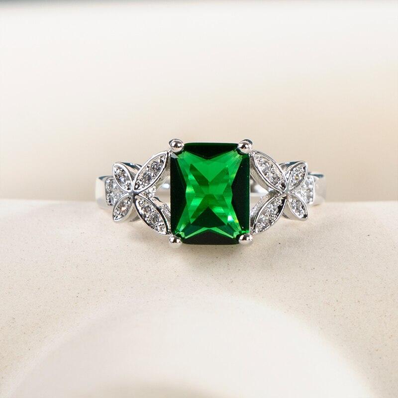 

Bella Box Роскошный багет с бабочкой изумрудного цвета, камень, кольцо изменяемого размера для женщин, аксессуары для свадебной вечеринки, ювелирные изделия Resizable зелёный