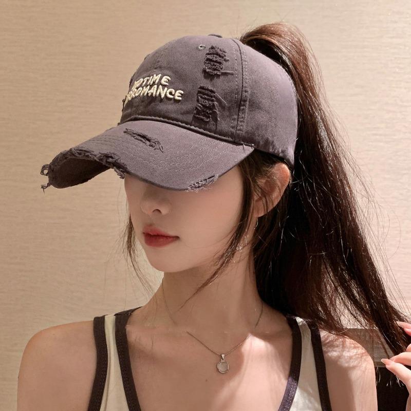 Summer empty top fashion trend ripped soft top baseball cap casual versatile cap