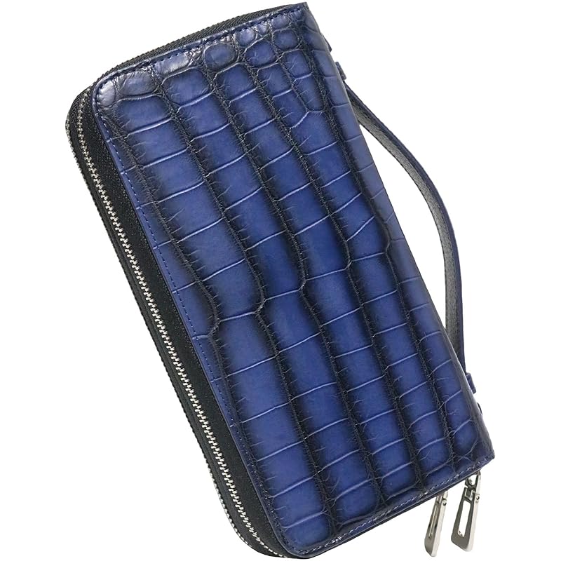 

[Berkut] blue crocodile gradation Integrated wallet long wallet men s genuine crocodile long wallet genuine leather Genuine leather leather crocodile