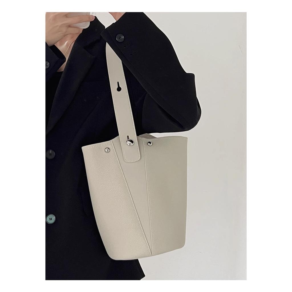Lila Eimer Tasche Tasche Damen Textur Große Kapazität Fauler Stil Pendler Gemüsekorb Schultertasche Henkeltasche