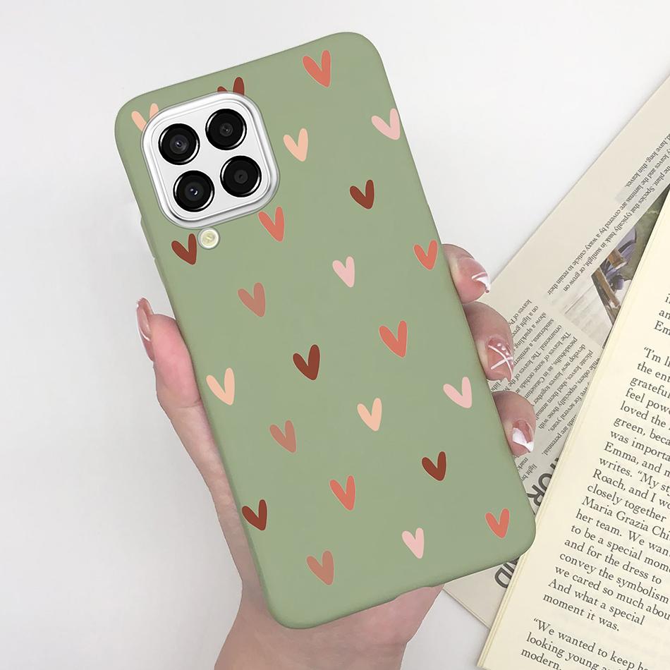 For Samsung Galaxy M33 5G Case Heart Cartoon Silicone Matte Shockproof Phone Cover For SamsungM33 GalaxyM33 M 33 Funda Shell TPU