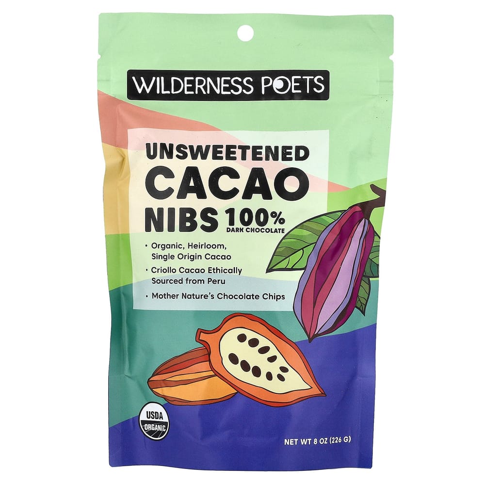 iHerb Wilderness Poets Unsweetened Cacao Nibs Dark Chocolate 226g (8oz)