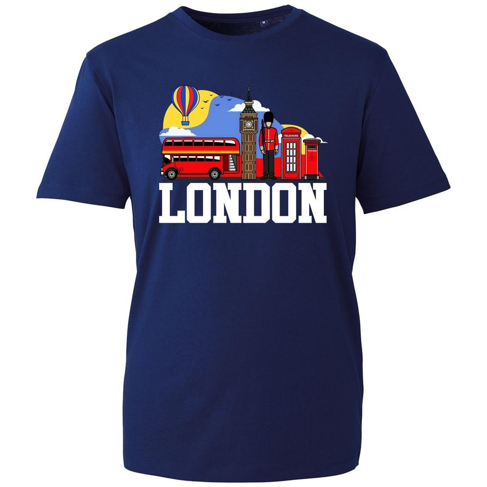 London Souvenir Tshirt Unisexs Black Retro Cotton Graphic Bus Big Ben Uk City Top S