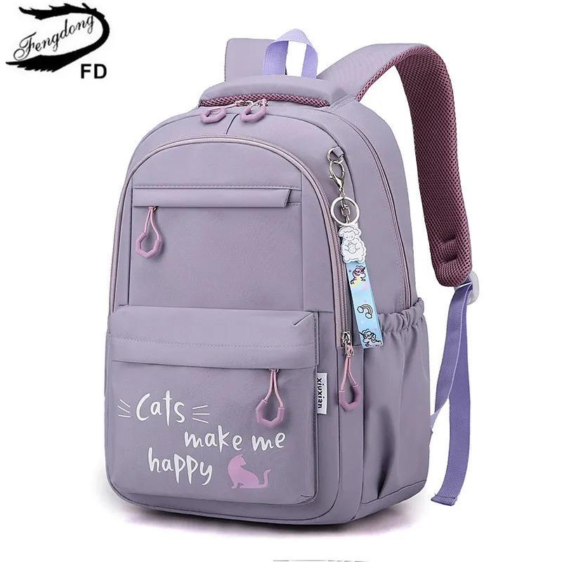 Školní batoh Fengdong Kawaii pro dívky roztomilý školní tašky Vodotěsná taška na knihy Velká cestovní taška přes rameno pro mládež