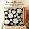 Daisy Pattern Cushion Cover Natural Linen Pillow Cover Double-Sided Print Cushion Cover For Sofa Home Decor