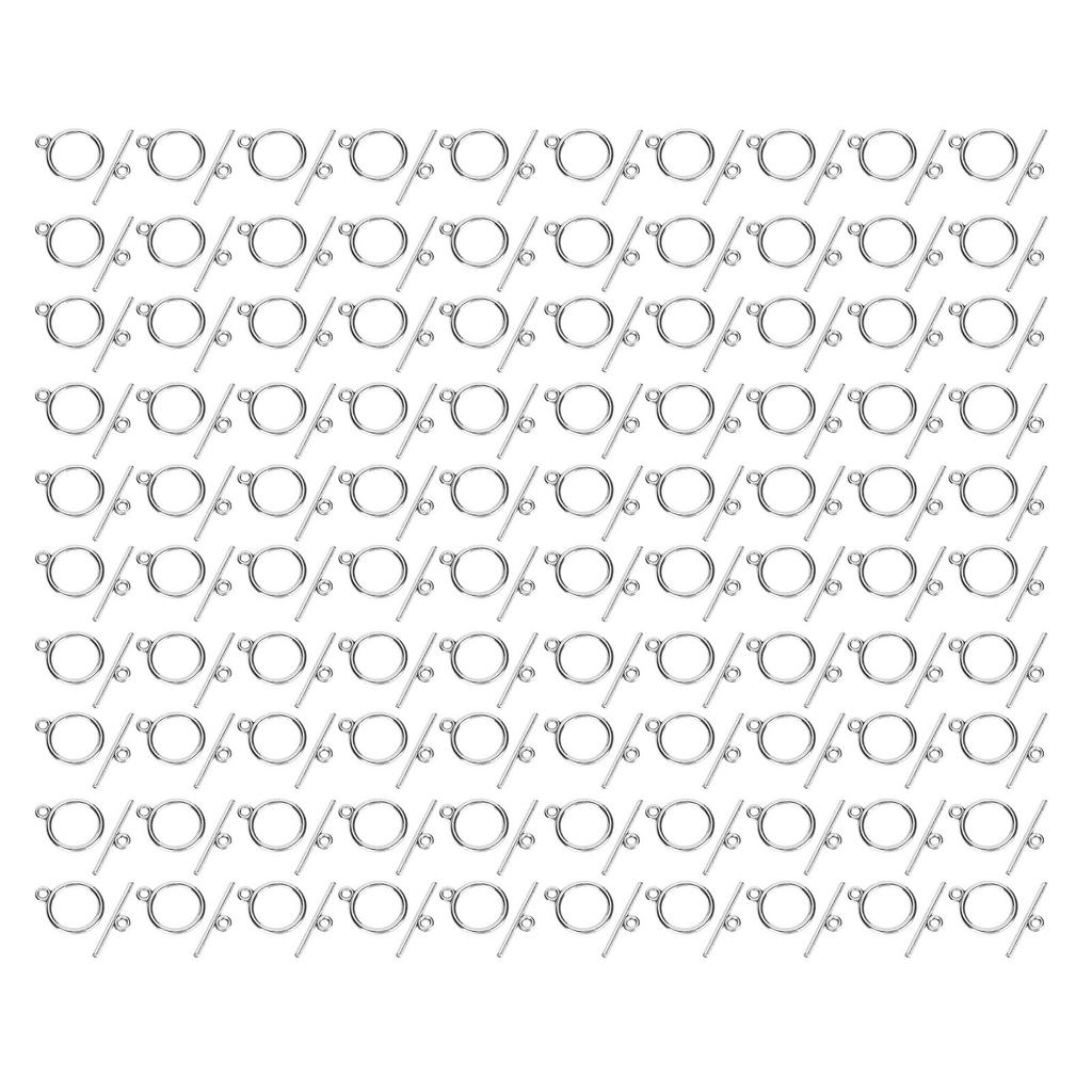 100 Sets Toggle Clasps Alloy 2mm OT Buckle DIY Jewelry Making Supplies for Necklace Bracelet