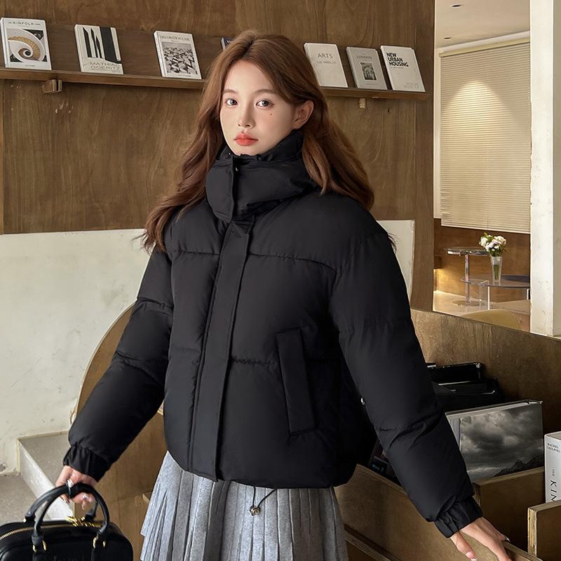 

Новая зимняя дутая хлопковая куртка-пуховик в корейском стиле с капюшоном для женщин, толстая, свободная, короткая M