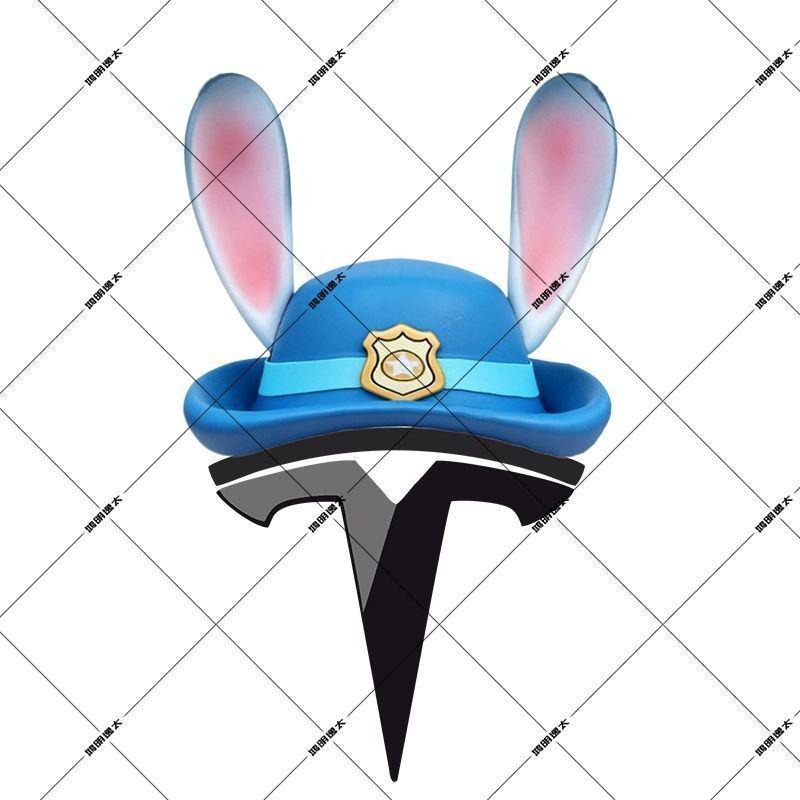 Tesla Judy Officer Rabbit Ear Hat Car Logo Cute Cartoon Decoration Sticker