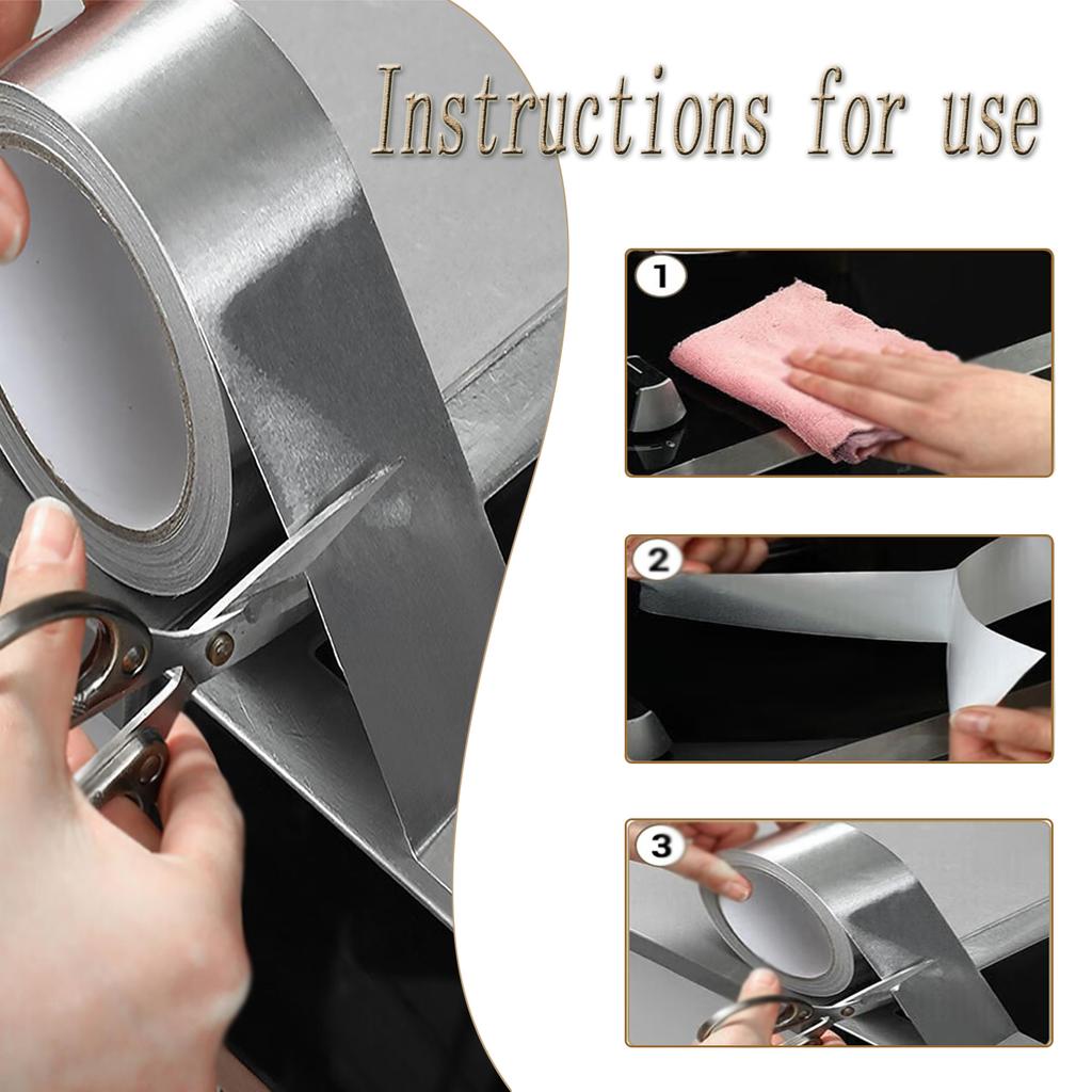 High Temperature Resistant Aluminum Foil Tape Kitchen Pipe Repairs Tape Adhesive Sealing Box Heat Insulation Leak-proof Tape