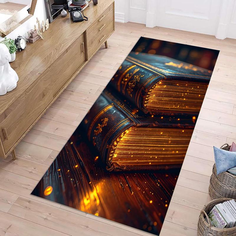 

Vintage Book Stack Long Runner Rug Exquisite Retro & Magical Print Durable Wear-resistant Non-slip Carpet for Hallway Entryway 40X120CM