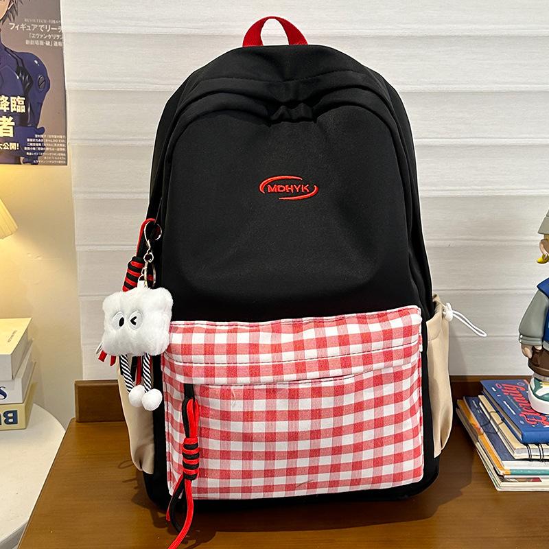 Children's school bag Elementary school girl Junior high school student plaid backpack Fashion backpack