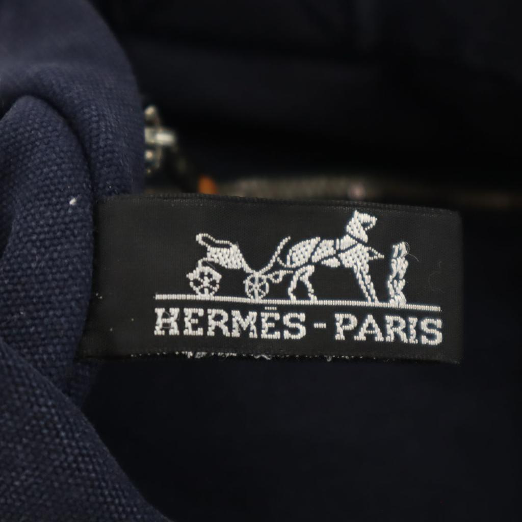 HERMES Made in France Fool Toe PM canvas Tote Bag Navy Discontinued Women Used