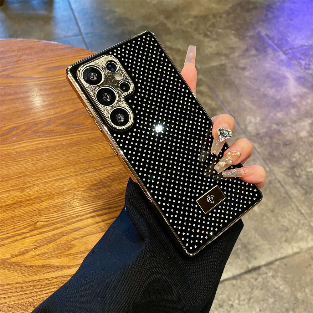 Luxury Glitter Rhinestone Plating Soft Edge Glossy Phone Case For Samsung Galaxy S26 Ultra S25 Edge S24FE S23 Plus Protect Cover