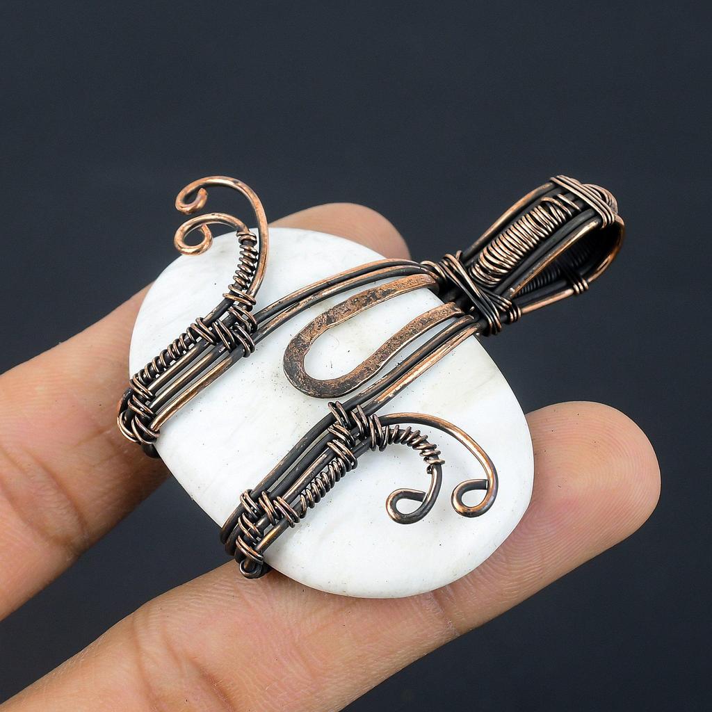 Moonstone 999 Copper Wire Wrapped Pendant, Handmade Gemstone Pendant, Gift For Mom Antique Jewelry