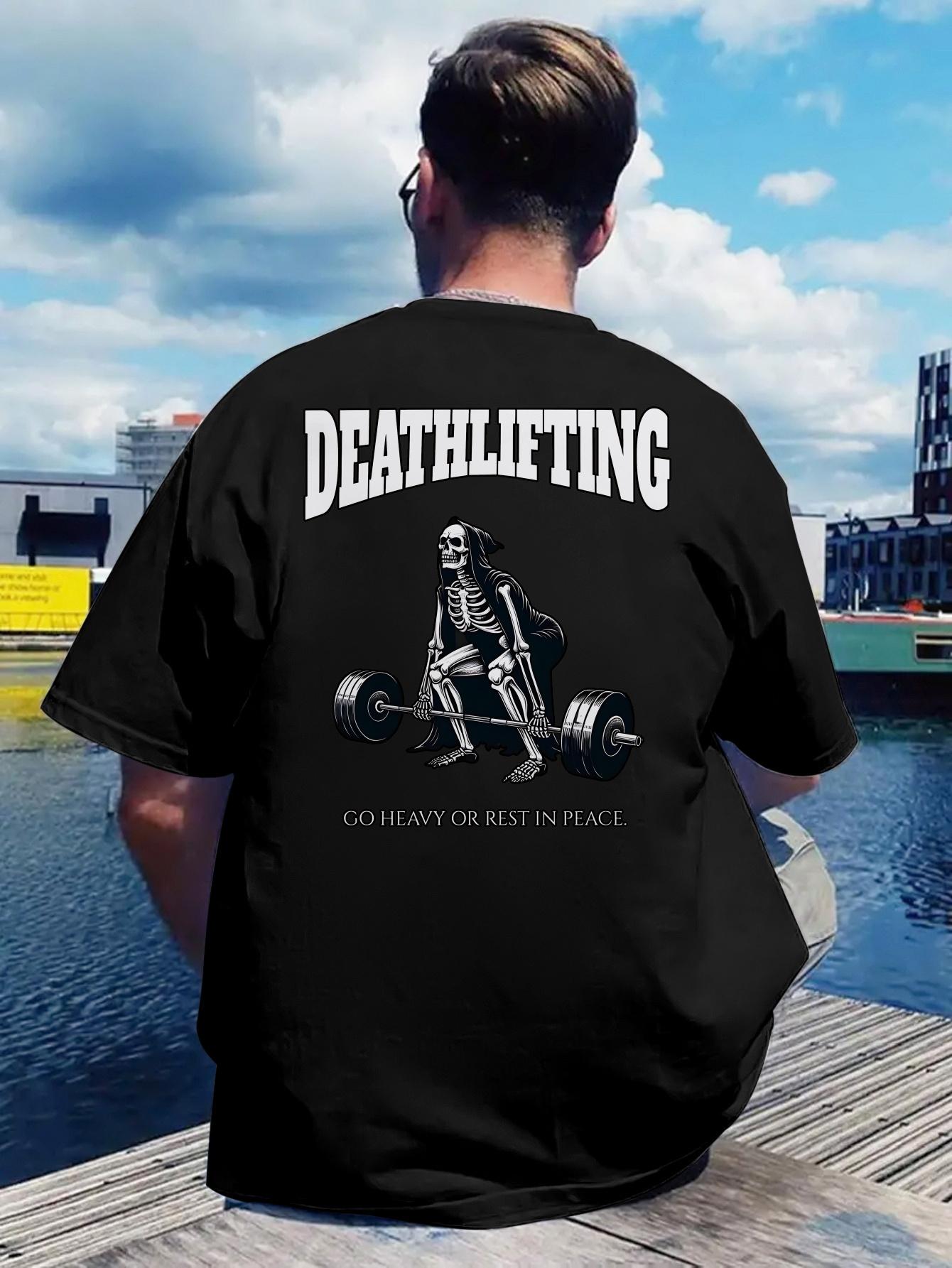 

Heavyweightlifting Skeleton Graphic T-shirt - Deathlifting Motivational Workout Tee - Black Gym Shirt for Weightlifting XXL