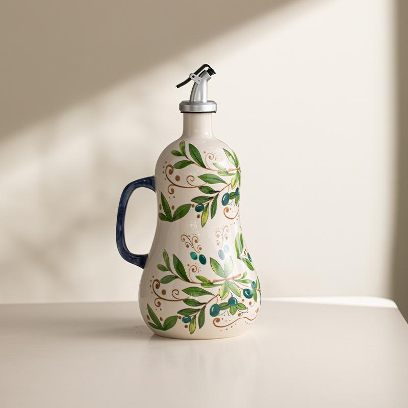 Kreatywna ceramiczna butelka na ocet i olej Ręcznie malowana butelka na przyprawy Kuchenna butelka na oliwę Czajniczek do sosu sojowego Artykuły kuchenne
