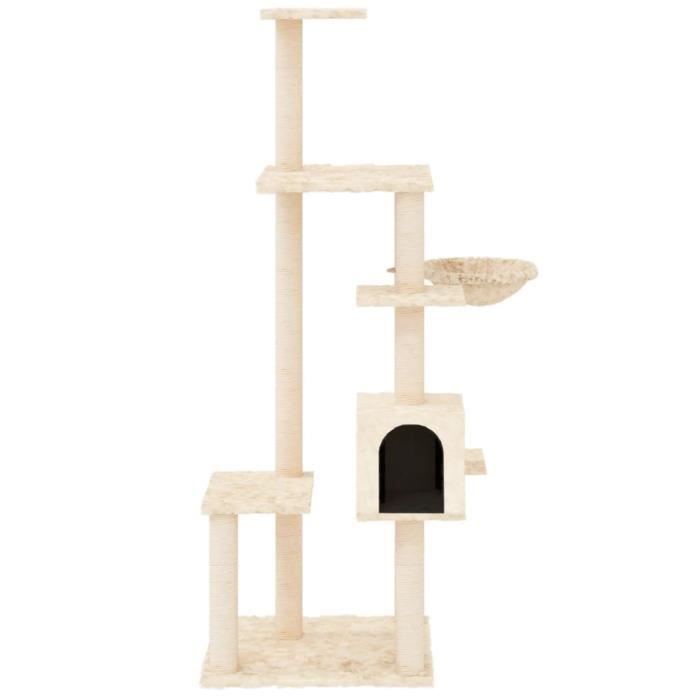 171591 vidaXL Arbre à chat avec griffoirs en sisal Crème 142 cm