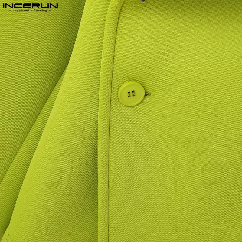 INCERUN Bărbați rever cu mâneci lungi laterale încrucișate scurte Blazer jachete casual paltoane