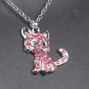 Eye Catching Cats Pendant Necklace Fashionable Rhinestones Adorned Cats Pendant Necklace Jewelry for Daily Wear