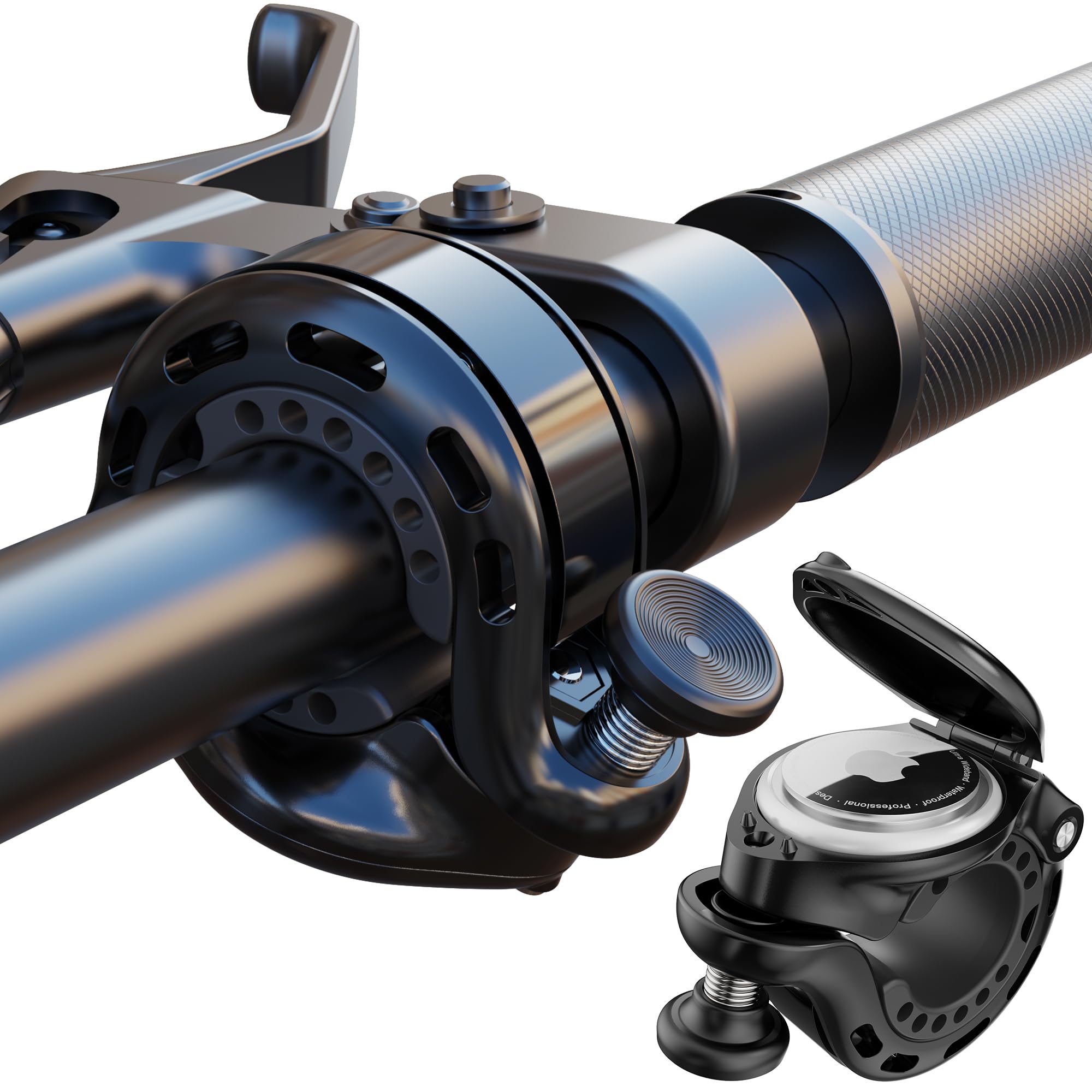 

AirTag Bicycle Bell with Hidden AirTag, Waterproof, Includes Screws and Tools, Fits 22-31.8mm Handlebars, Black