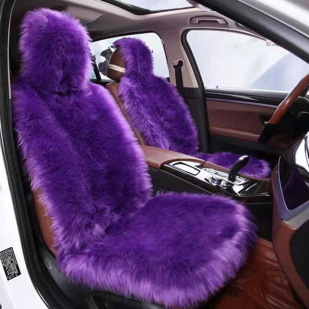 Winter Warm Car Seat Covers Artificial Plush Cars Cushion Soft Synthetic Wool Seats  Fit for Auto Truck, SUV, Van Hot