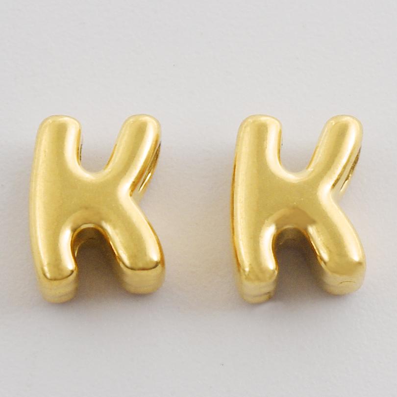 3/6pcs Real Gold Plated A-Z Stainless Steel Beads For Jewelry Making Supplies 2mm Hole Spacer/Loose Bead DIY Handmade Materials