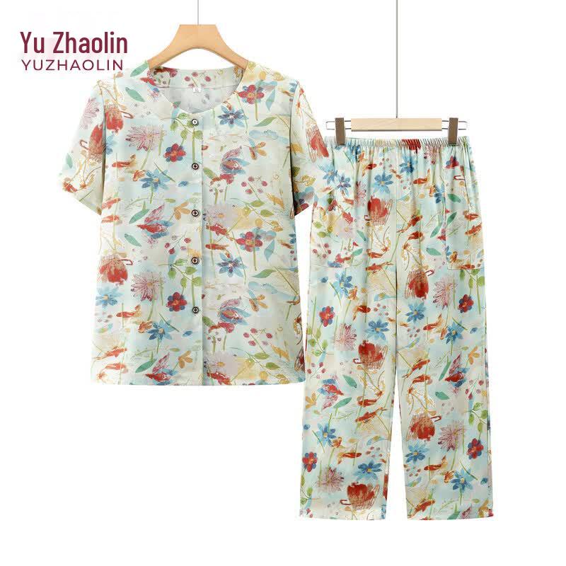 YUZHAOLIN Women s Short Sleeve Cardigan Pajama Set XL