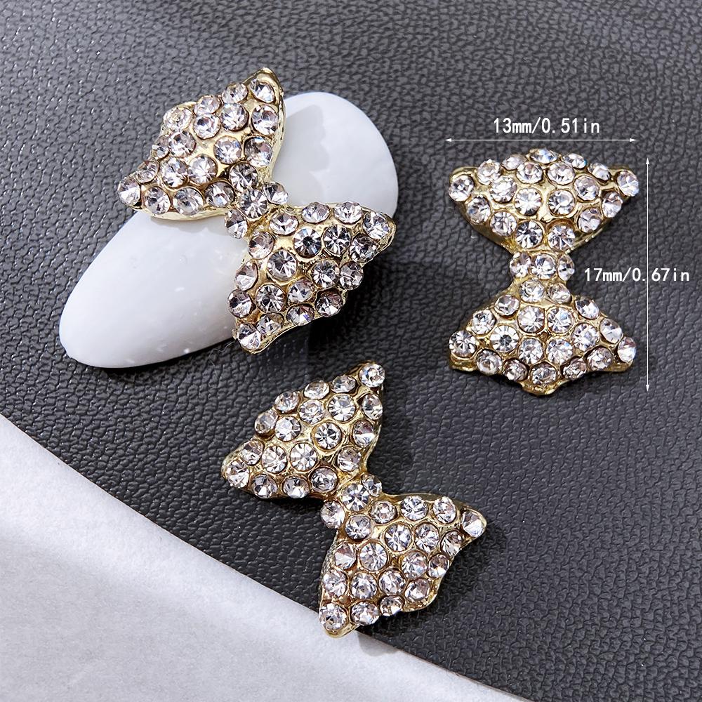 5 Stück lila Diamant-Nagelkunst-Zubehör mit großer Schleife für Nagelkunst-Kreationen
