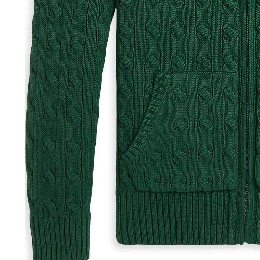 Polo Ralph Lauren Solid Color Hooded Sweater With Small Pony Logo Kids Sweater Green 0400021661-675