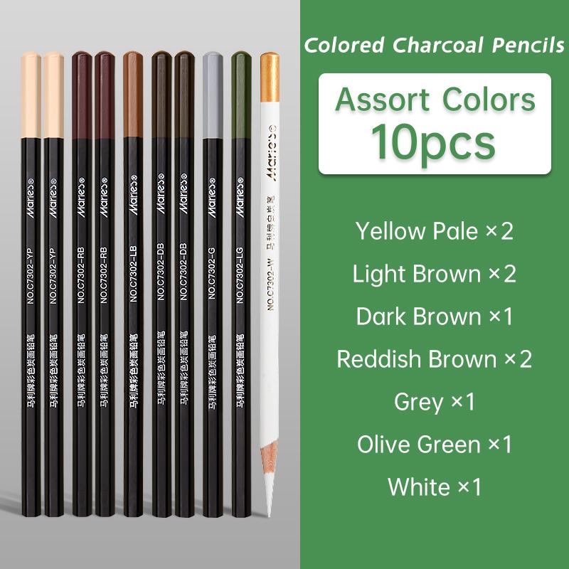 

Набор из 10 профессиональных цветных угольных карандашей Marie s, цвета телесного тона для эскизов, штриховки, растушевки, для взрослых и художников