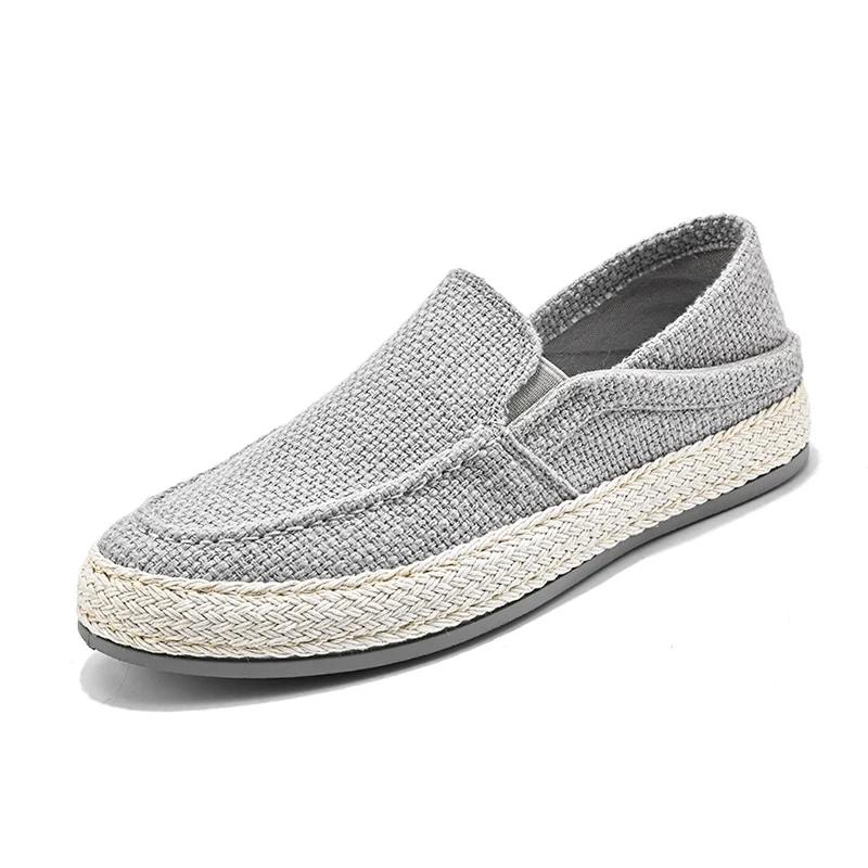 New Loafers Men Breathable Casual Shoes Classic Linen Slip On Sneakers Male Summer Cheap Driving Shoes For Men Wide Lightweight