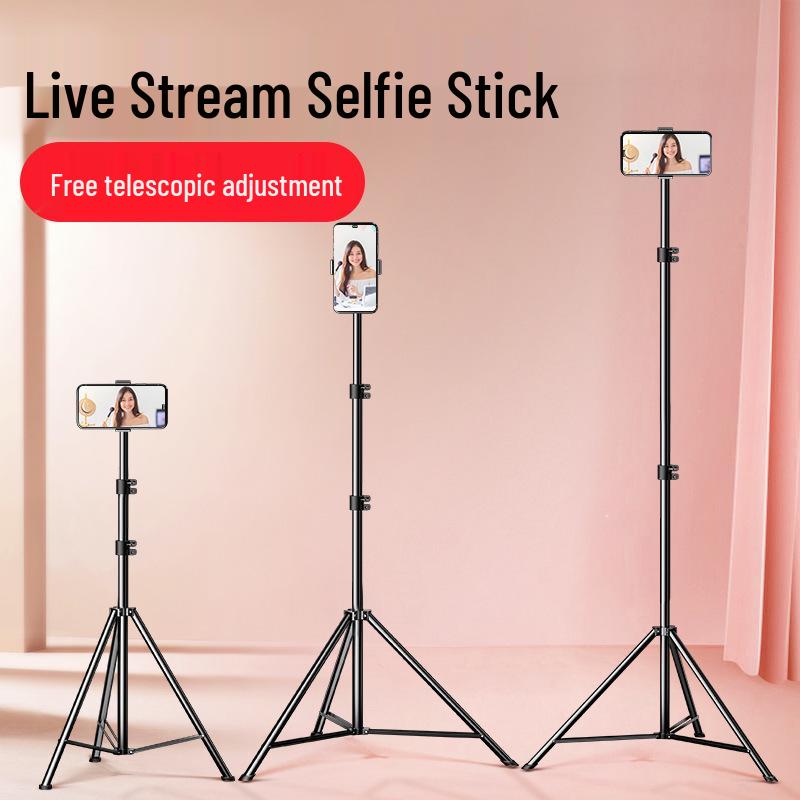 Mobile Live Streaming Floor Stand & 10" Fill Light with Retractable Thermometer Phone Clip