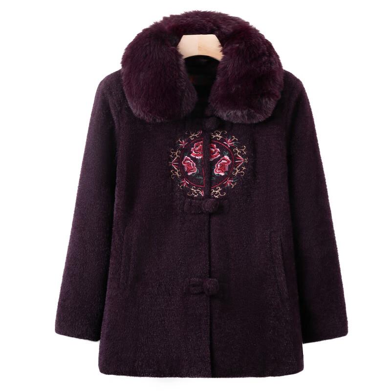 Elegant Fleece-Lined Winter Wool Coat for Senior Women