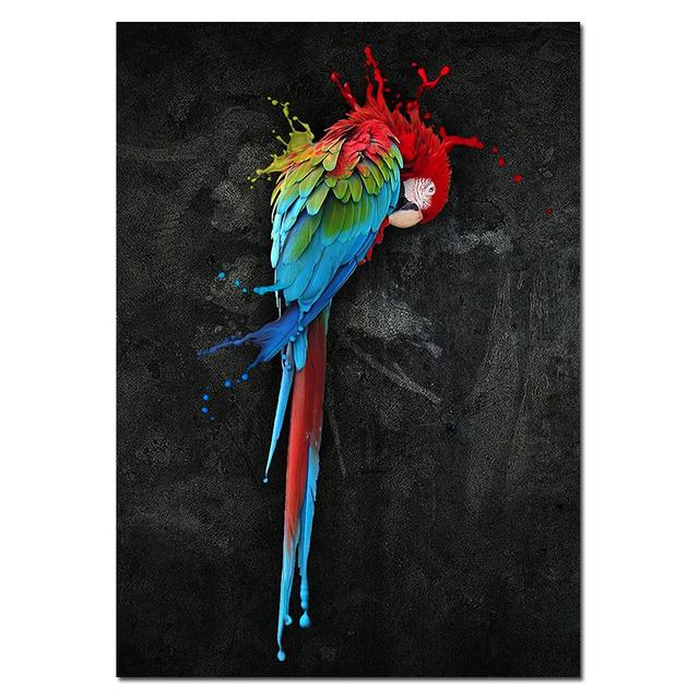 Beautiful Parrot Bird Graffiti Col Art Canvas Painting Art Posters and Prints Wall Art Picture for LivingRoom Home Decor No Frame