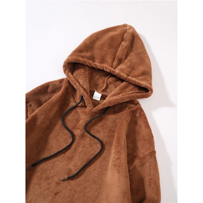 Men's Plus Size Hoodie Casual Stylish Coral Fleece Jacket For Fall Winter Comfortable Men's Outerwear