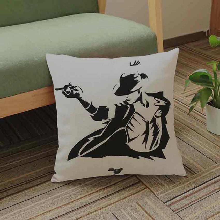 Supper Star Michael Jackson Black And White Portrait Cushion Cover Cotton Linen Decoration Bar Concert Hall Throw Pillow Case