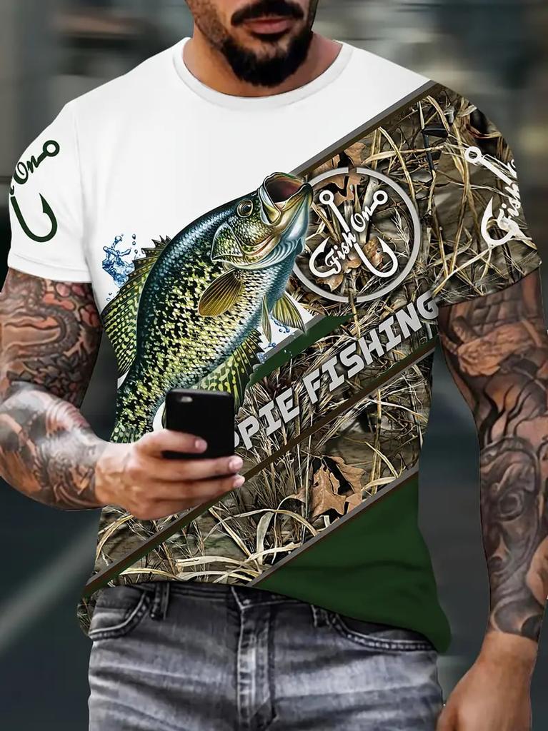 Fashion 3D Carp Fishing Men T-Shirt Fashion O-Neck Short-Sleeve Oversized T-Shirt Funny Tee Summer Streetwear Men Clothing Tops