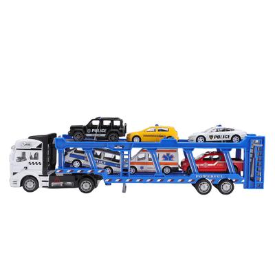 Alloy Engineering Transport Vehicles Toys with 6 Rescue Cars Boys Kids 2 Layer Model Toy
