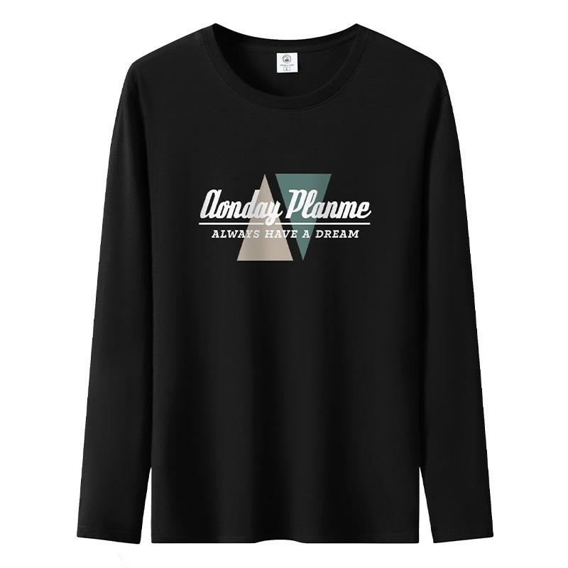 

Осенне-зимняя повседневная мужская футболка с длинными рукавами из чистого хлопка большого размера с круглым вырезом S чёрный