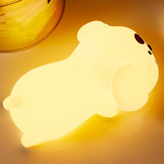 Silicone Night Light with Auto-Off Timer Cute Puppy Design Flicker Free Eye Protection Touch Control LED Bedside Lamp Decoration