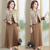 Elegant Spring & Summer Medium-Length Dress Suit: Women's Short Coat with Two-Piece Set for Middle-Aged & Elderly