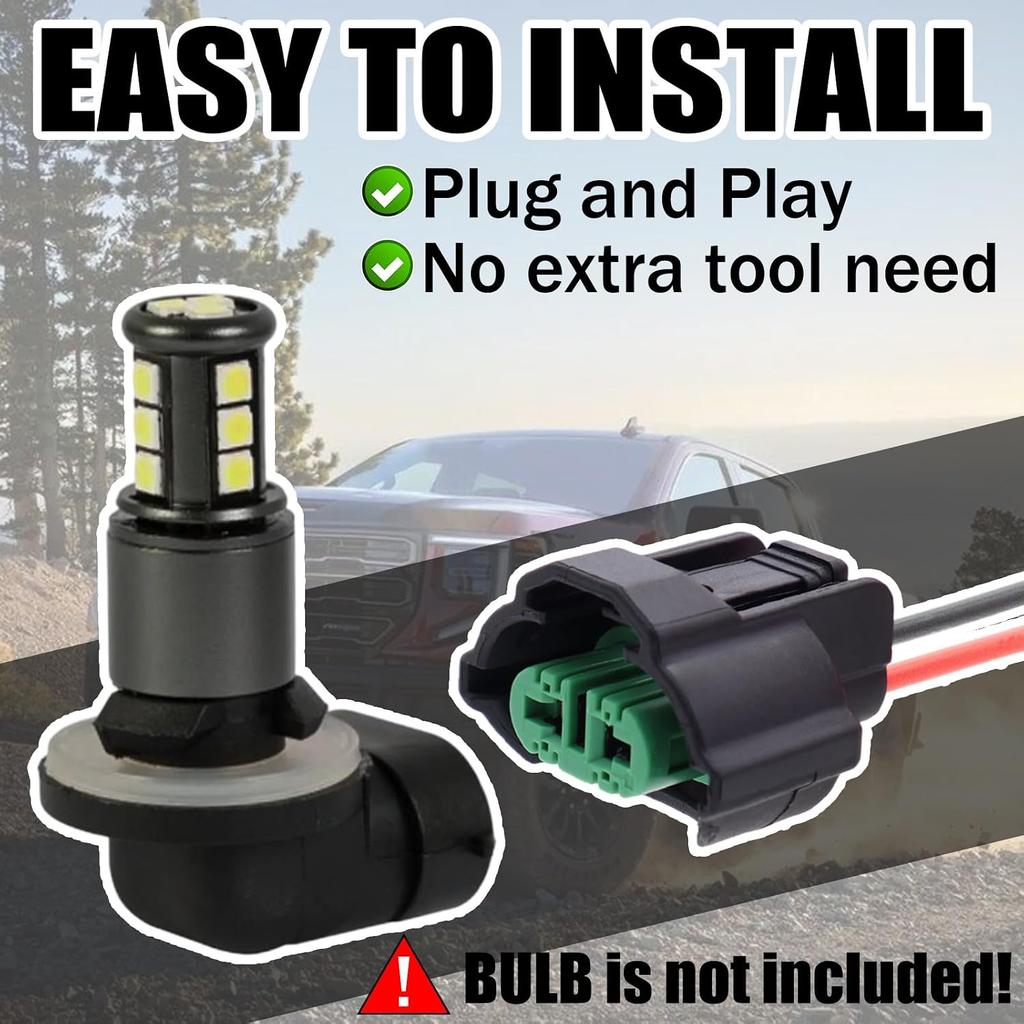 2 Pcs H8 H9 H11 880 881 Female Adapter Wiring Harness, OEM Headlight Fog Light Connector Pigtail Harness Socket Connector for Toyota GMC Chevy Honda