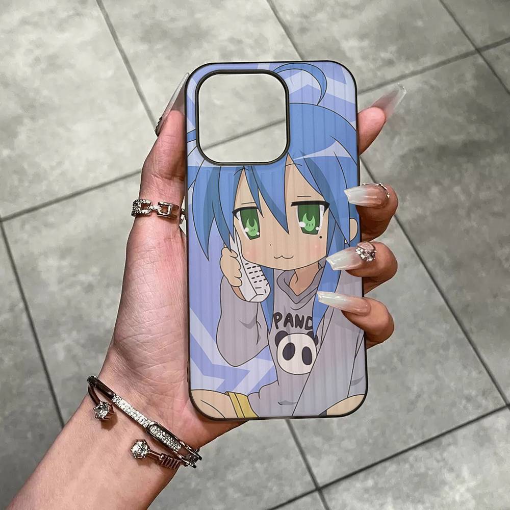 Anime Girl Lucky Star Phone Case For IPhone 16 15 17 Pro 11 12 13 14 Pro Max Plus Soft Ripple Silicone Cover Shell