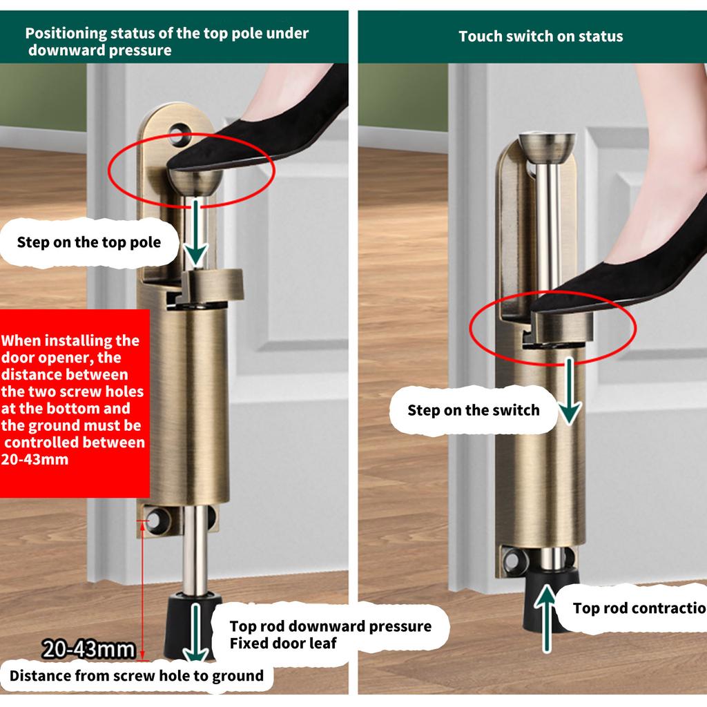 No Drill Stainless Steel Foot Pedal Door Stoppers Suitable for Easy Operation Safety Families Businesses Home Office Use