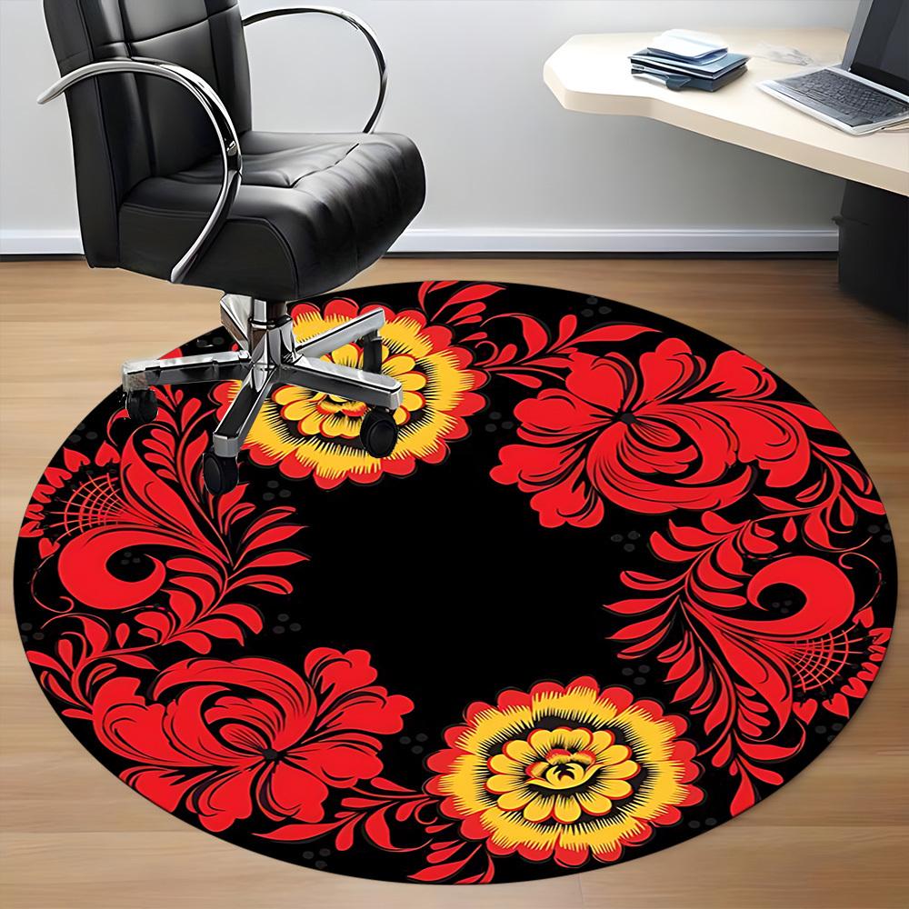 1PC Floral Pattern Chair Carpet for Office Non-Slip, Lightweight, Machine Washable Rug for Office, Sleeping, Room - Holiday DecorPolyester,