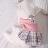Knitted Pet JK Plaid Skirt Kawaii Dog Dress School Uniform Cat Clothes  Small Medium Dogs