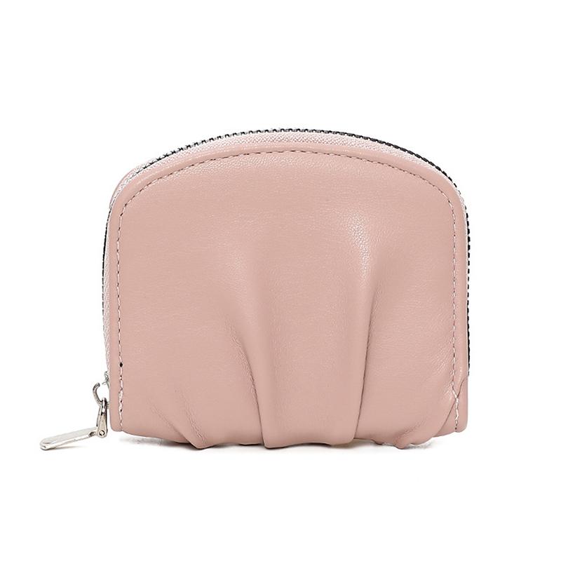 Stylish Design Mini Coin Purse Solid Color Versatile Functio Small Wallet Pleated Style Change Purse Coin Storage 1PC